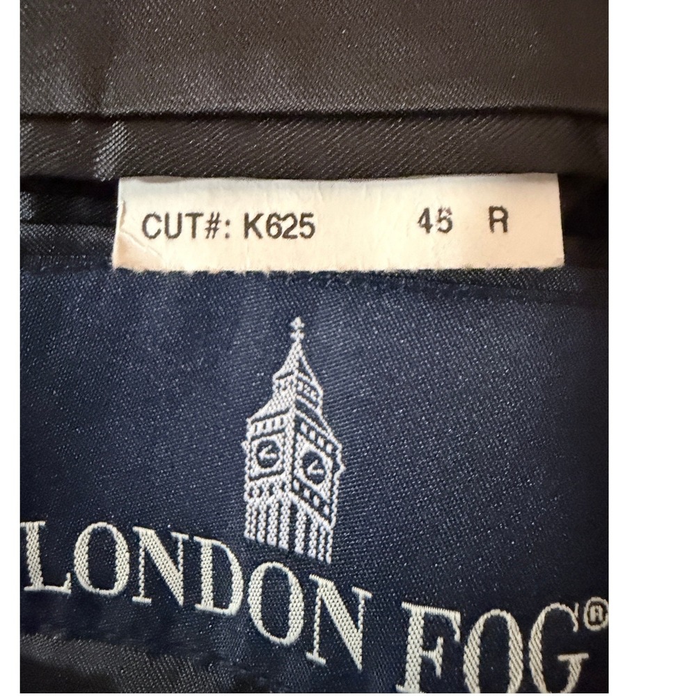 London Fog Overcoat 45R Black Wool Blend Long Trench Coat Classic Professional - Picture 3 of 8